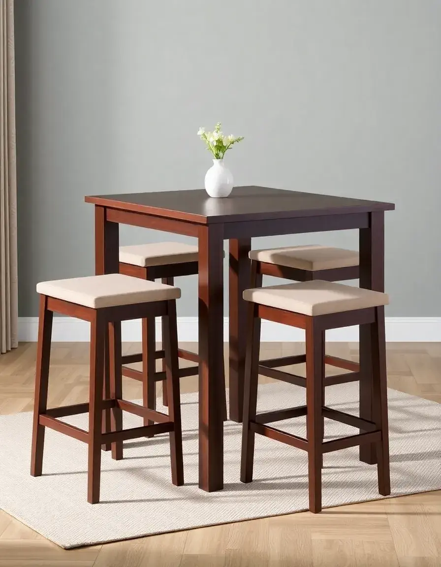 Espresso finish Counter Height Table Set with 4 Stools