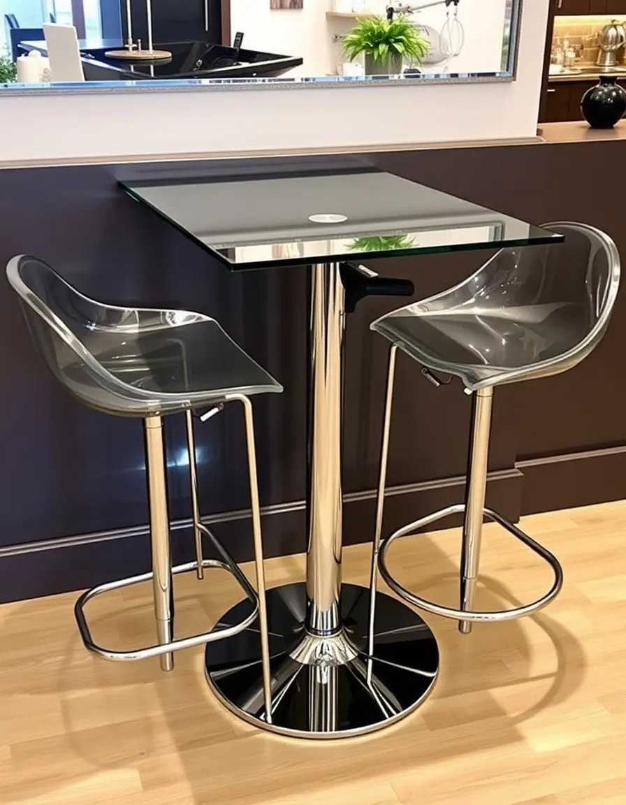 Glass Top Bar Table with chrome frame