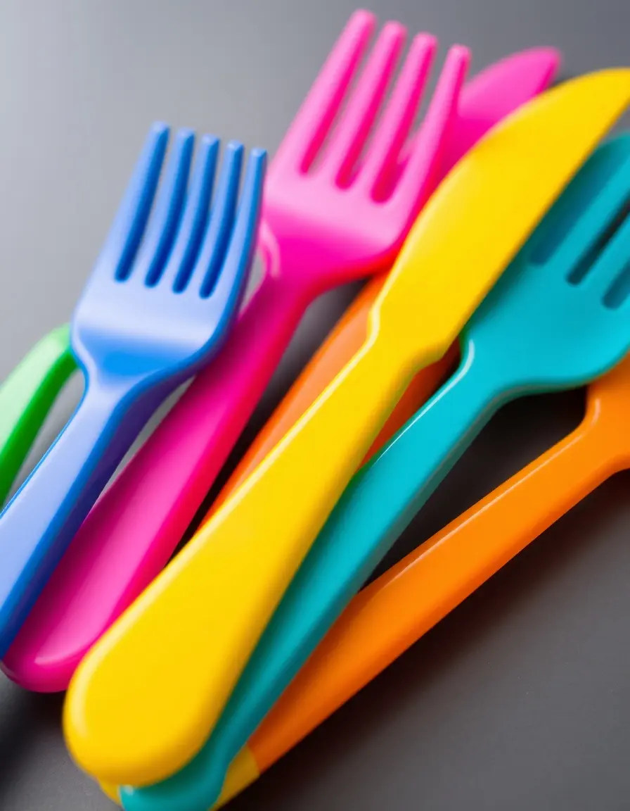 Colorful kid-friendly plastic utensil set
