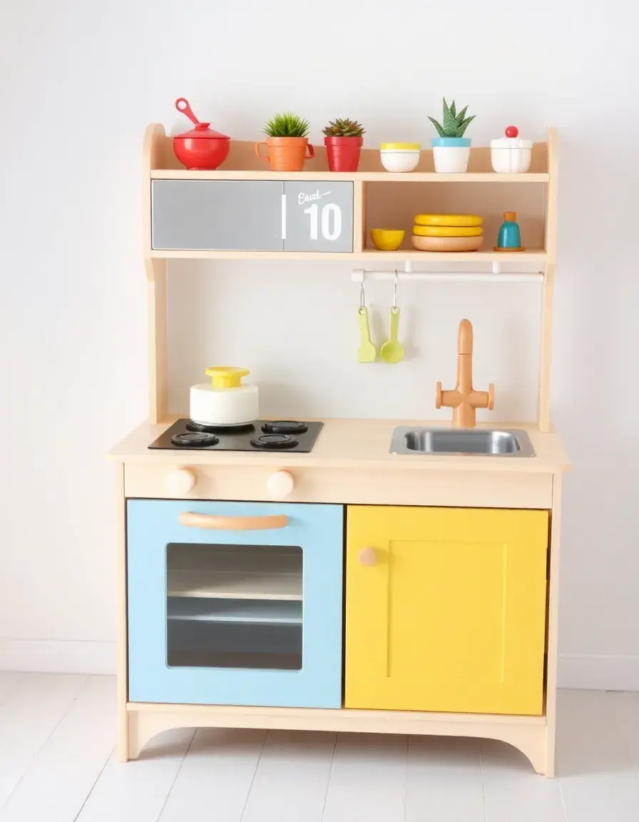 Kids Play Kitchen Set Wooden with oven and sink