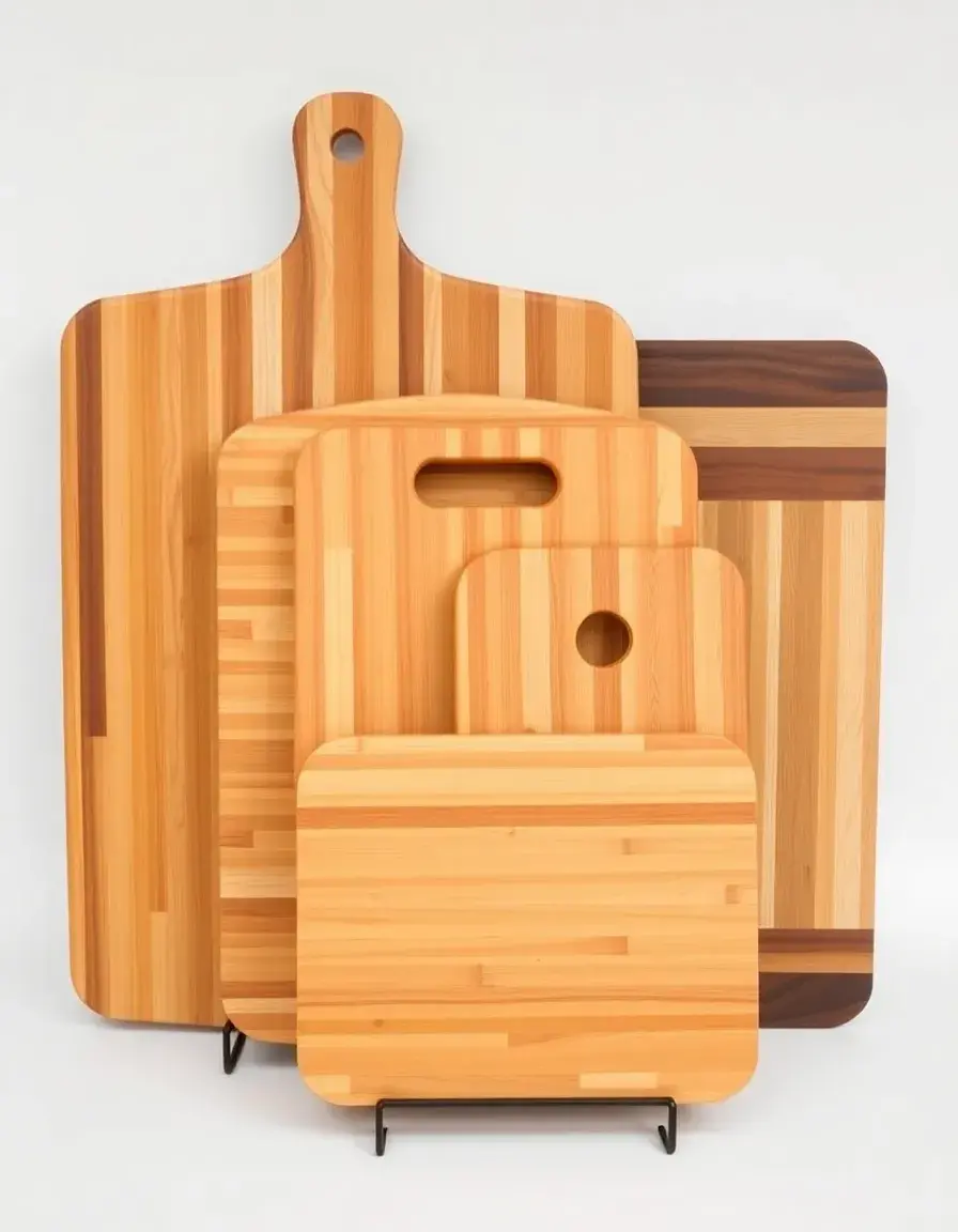 3-piece bamboo cutting board set with stand