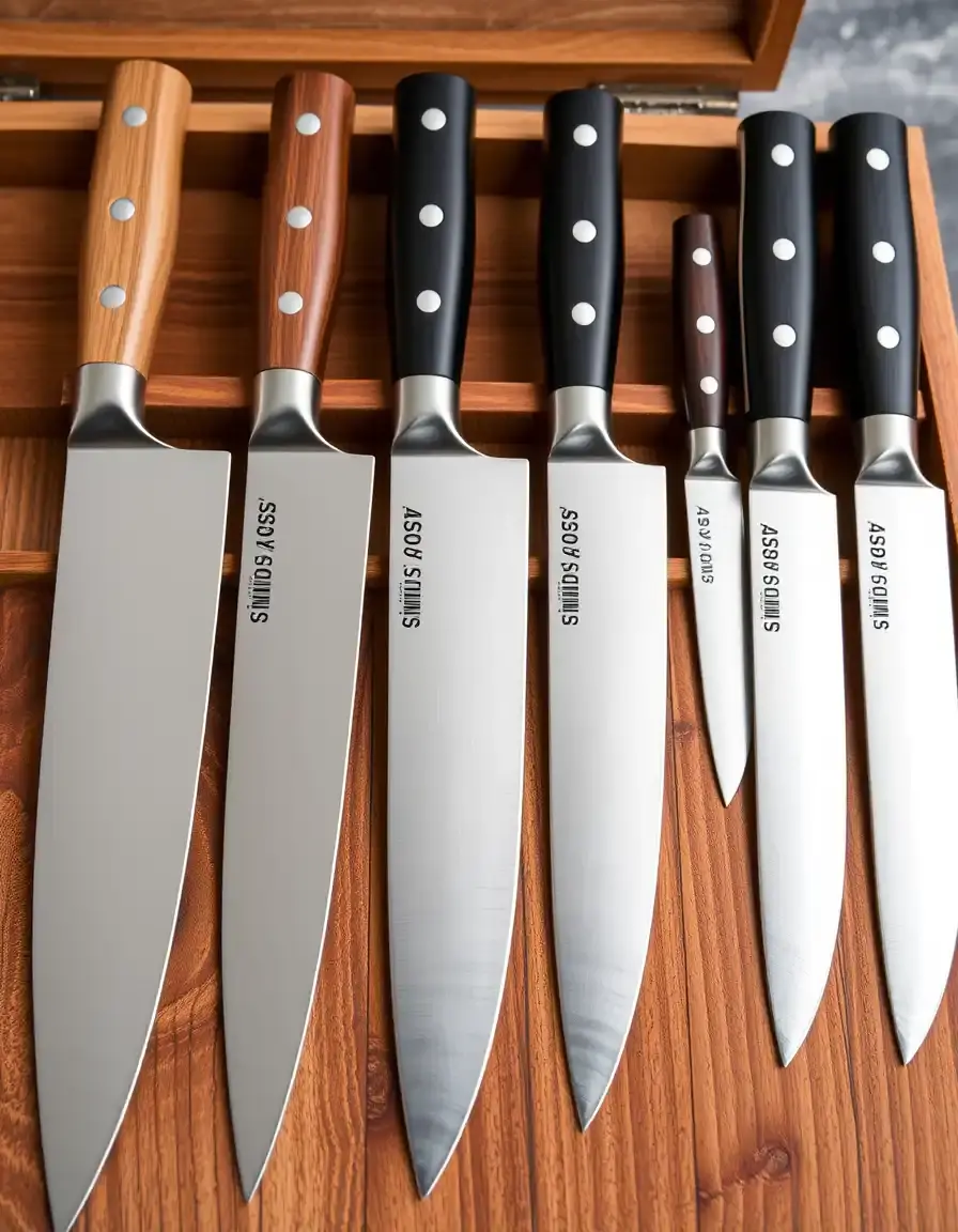 8-piece Professional Forged Steel Chef Knife Set in wooden case