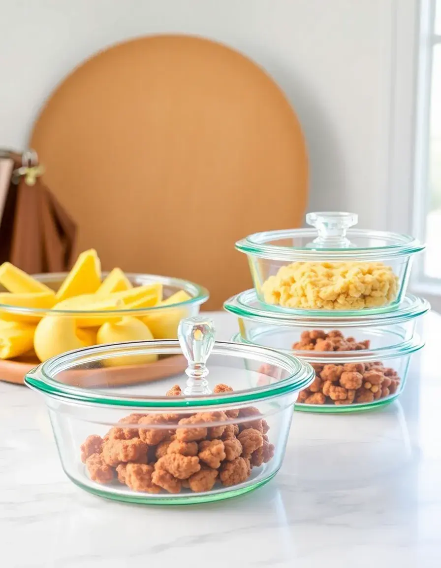 10-piece glass food storage set with snap lids
