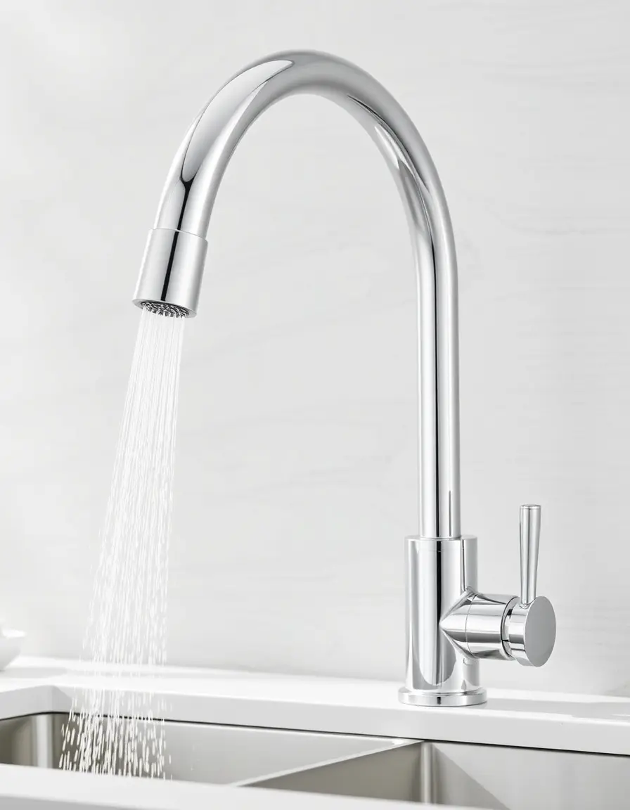 High-arc chrome pull-down kitchen faucet with sprayer