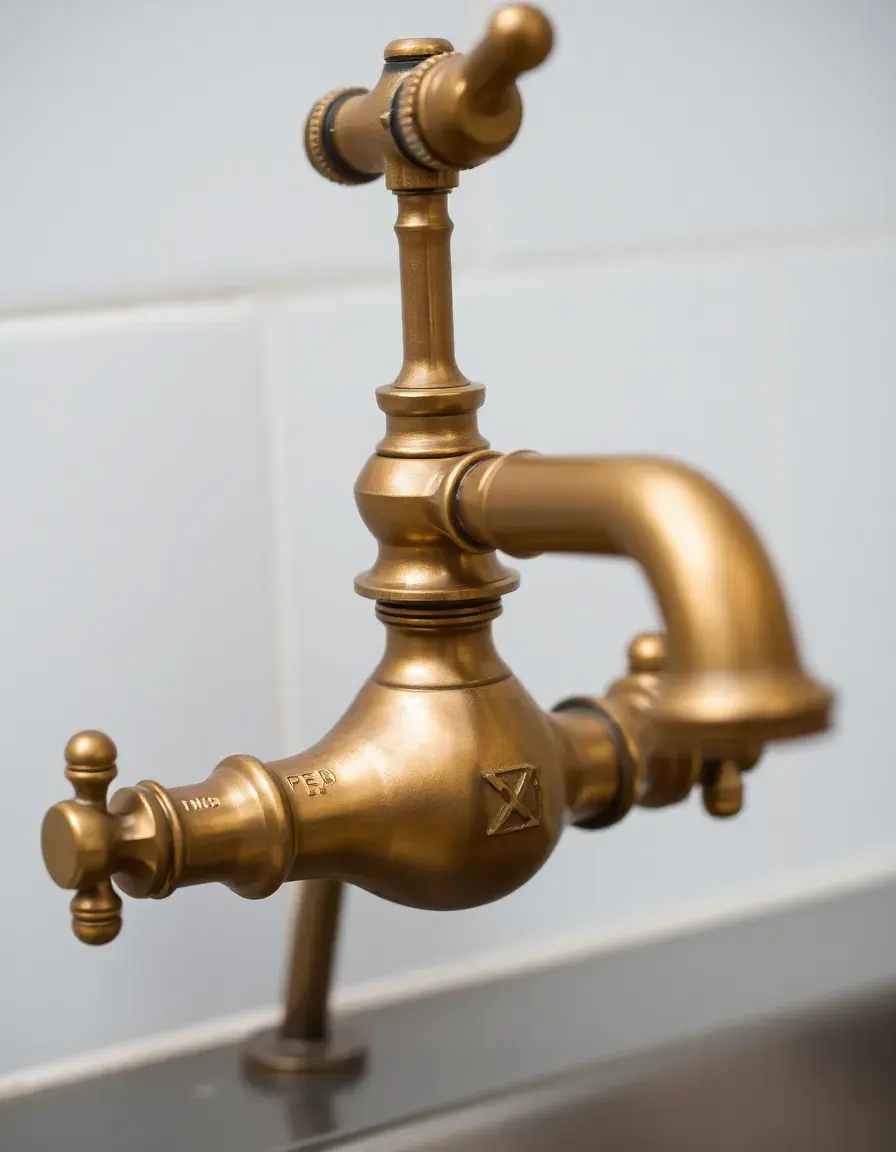 Antique brass kitchen faucet with vintage side sprayer