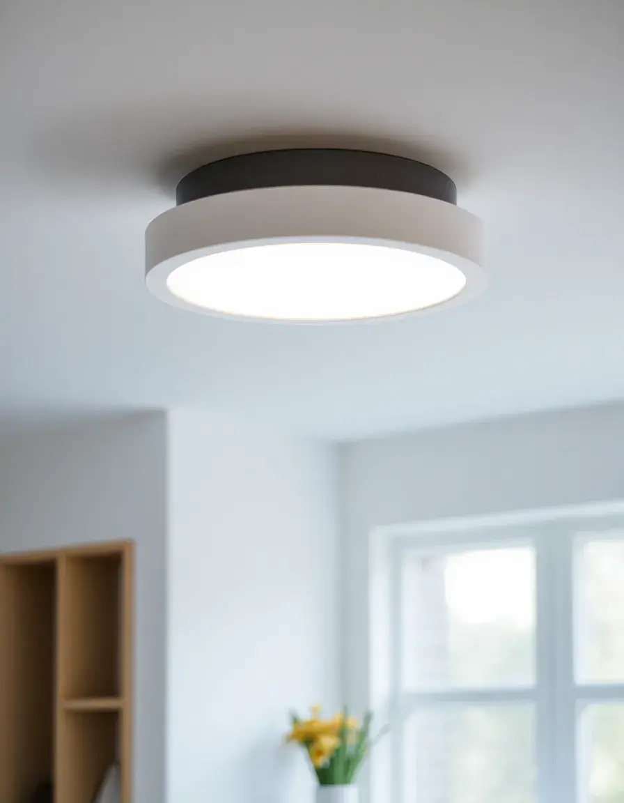 Dimmable white LED flush mount ceiling light for modern kitchen