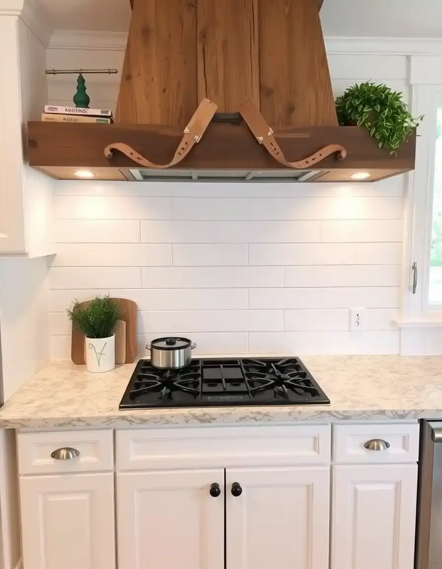 White shiplap wall panels used for a kitchen backsplash