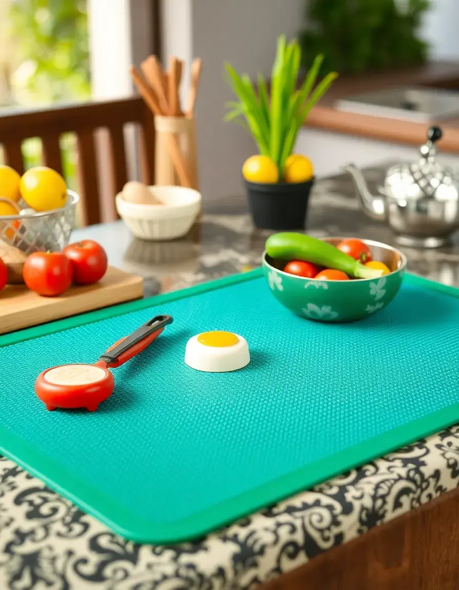 Silicone mat for outdoor counters, non-slip and heat resistant
