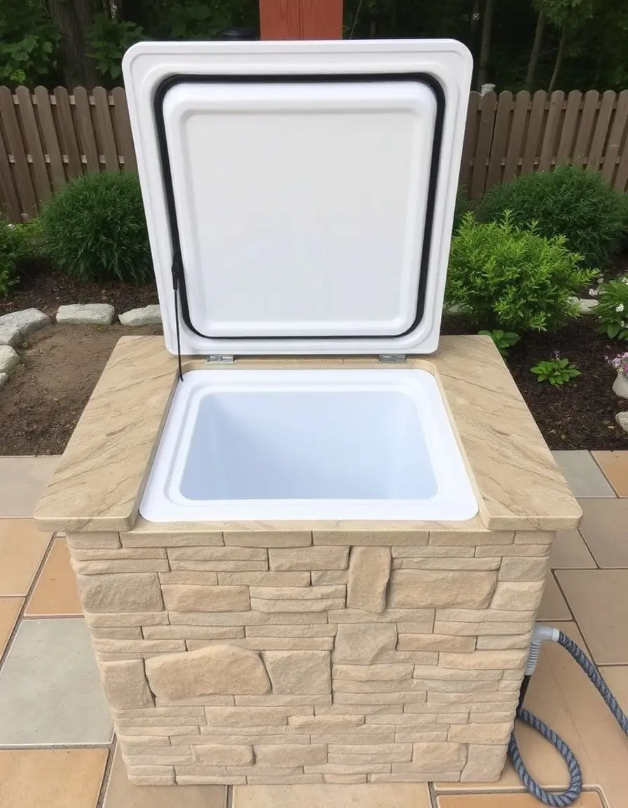 Built-in insulated ice chest for outdoor island