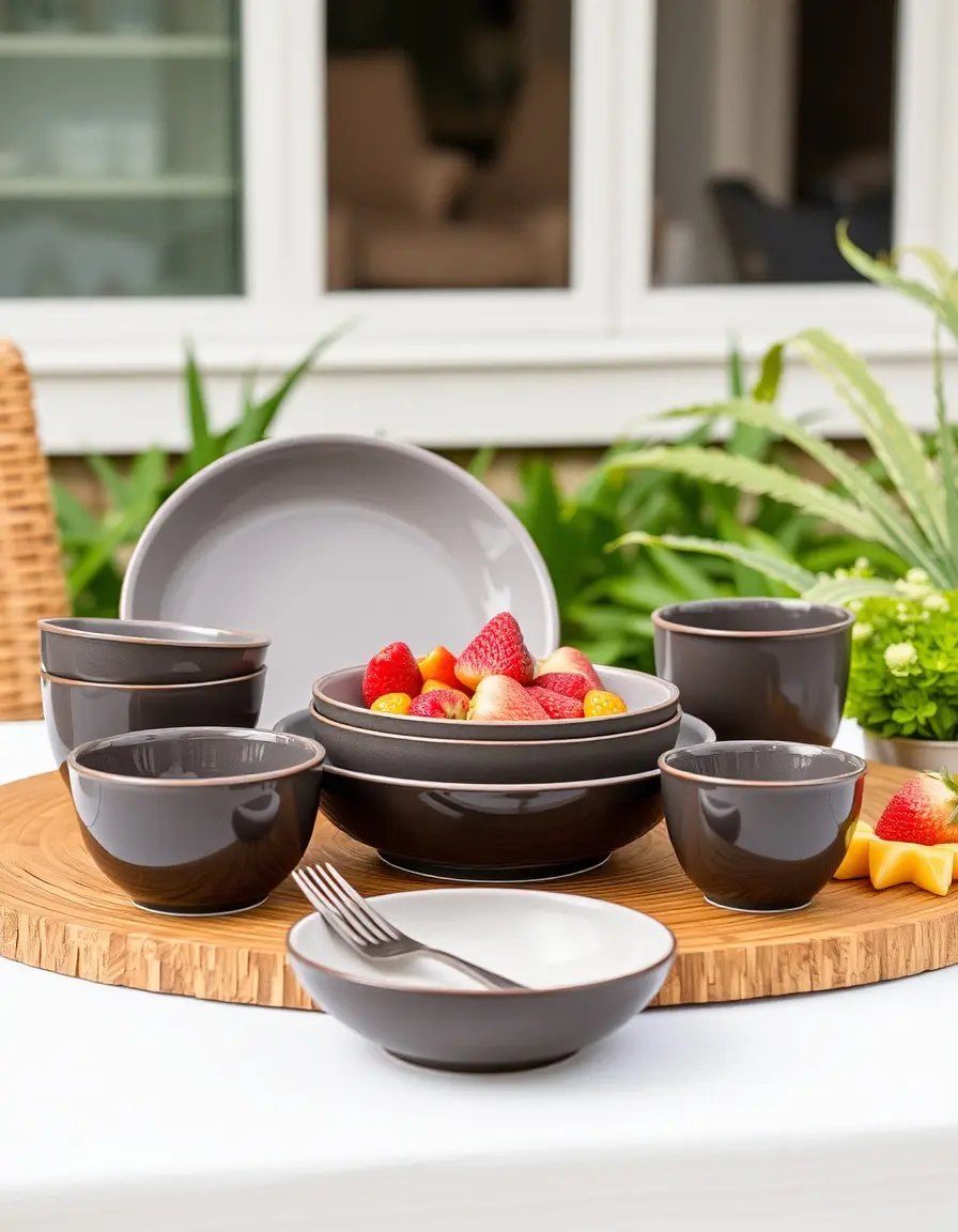Unbreakable melamine dinnerware set for 6, outdoor and indoor use