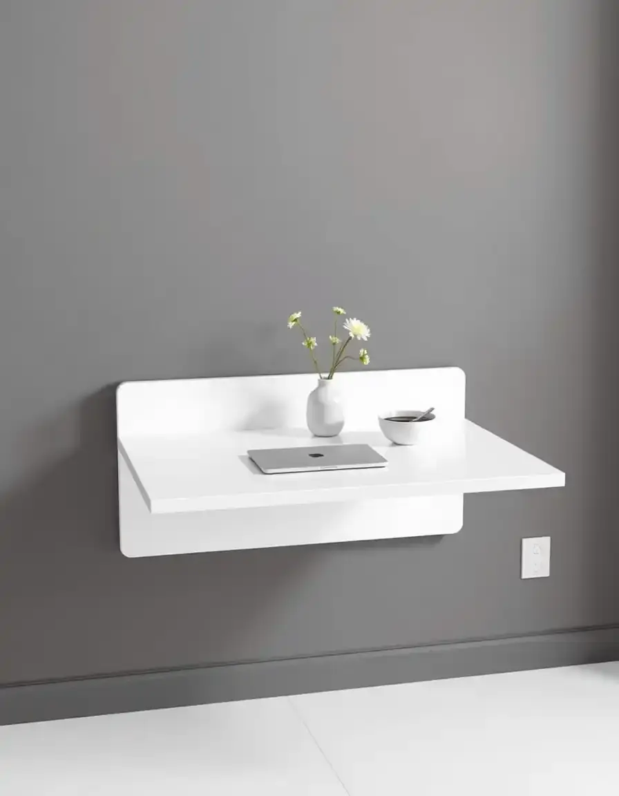 Fold-down wall mounted table in white, space saver