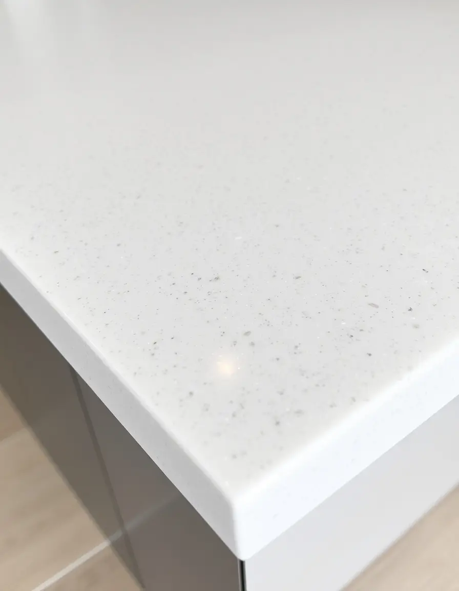 Quartz Benchtop Sample white with sparkle