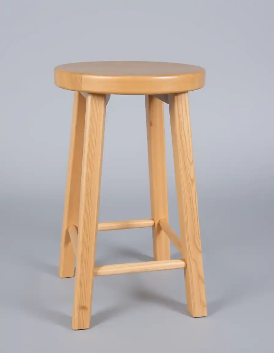 Solid wooden bar stool with natural finish