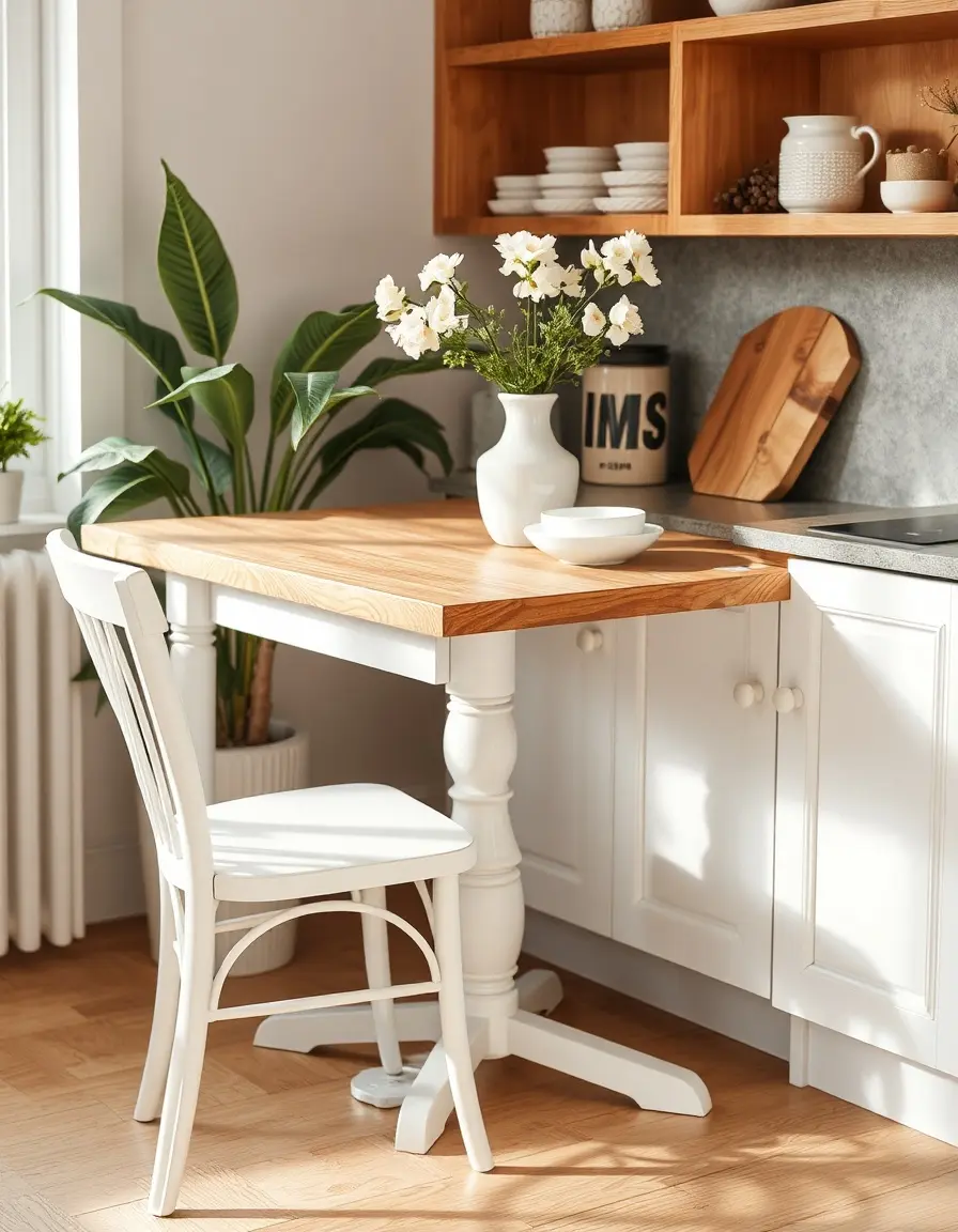 Extendable white corner kitchen table