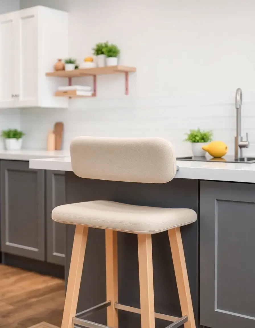 Attachable padded backrest for kitchen bench