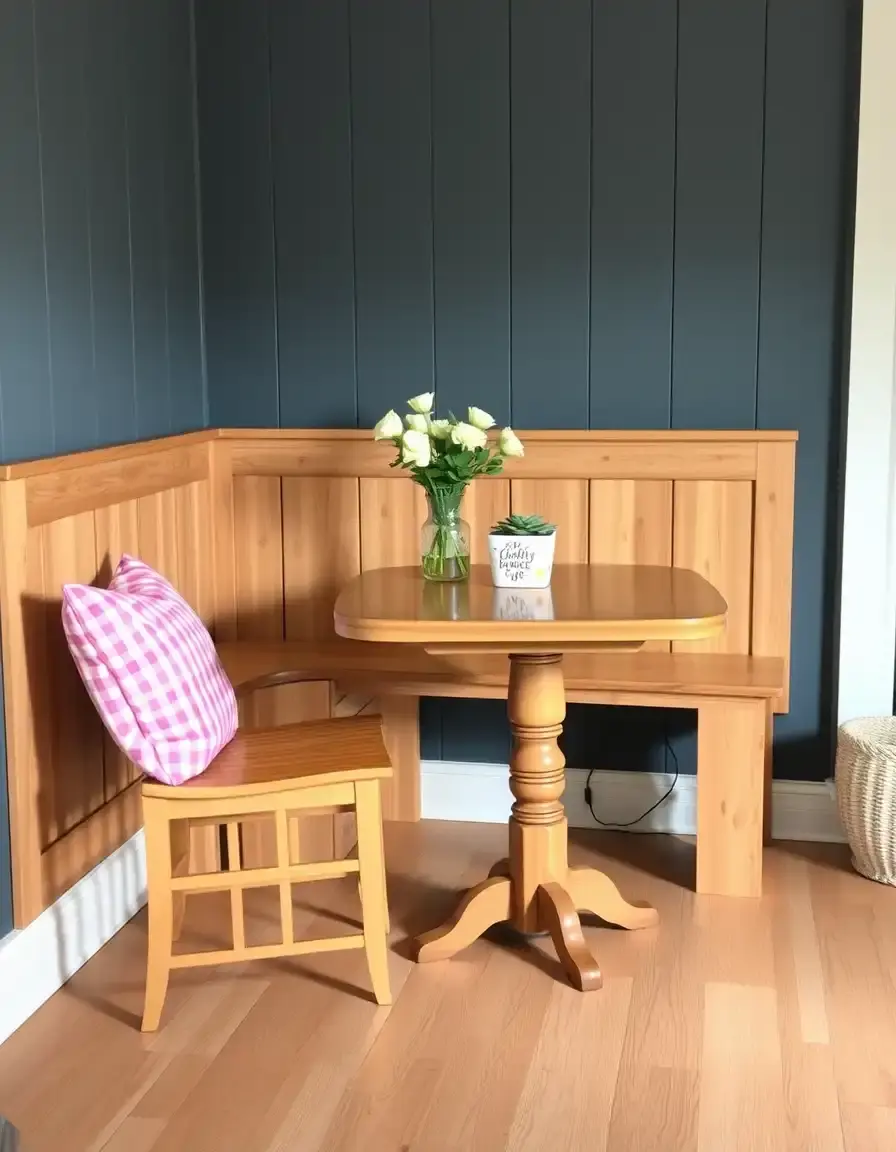 Wooden dining chair matching corner bench