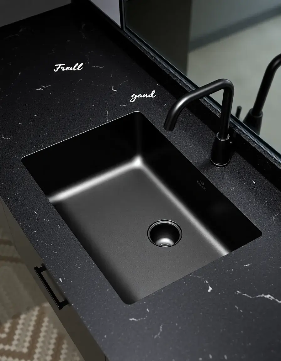 Matte Black Granite Composite Sink Double Bowl