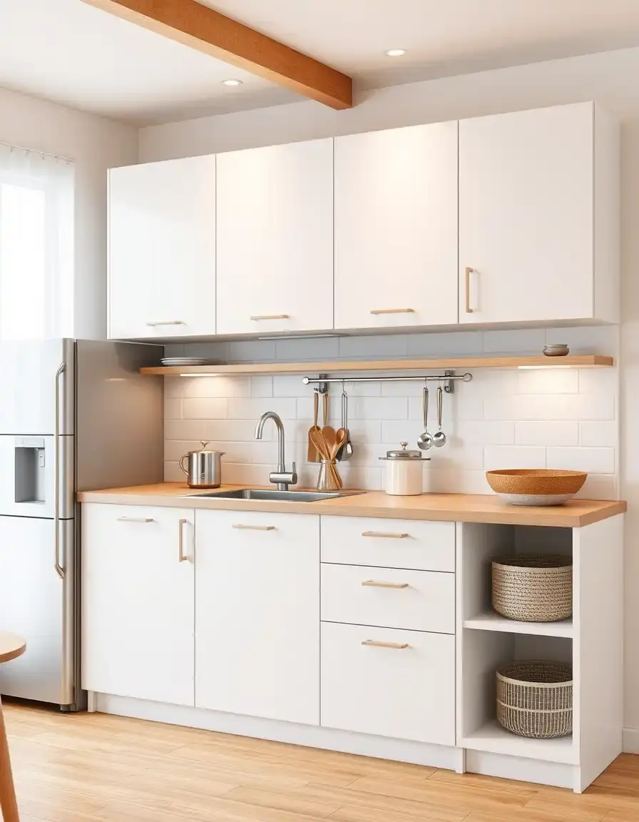 Flat-pack white melamine kitchen units for budget renovation
