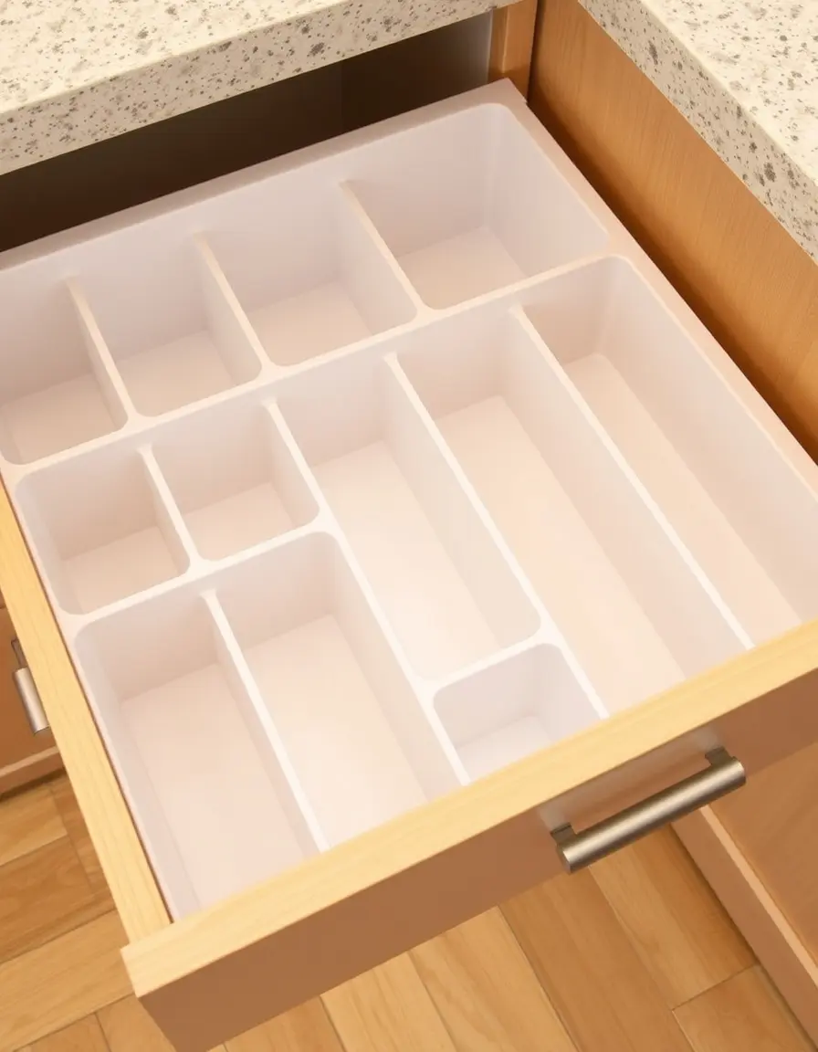 Adjustable plastic drawer dividers for kitchen organization