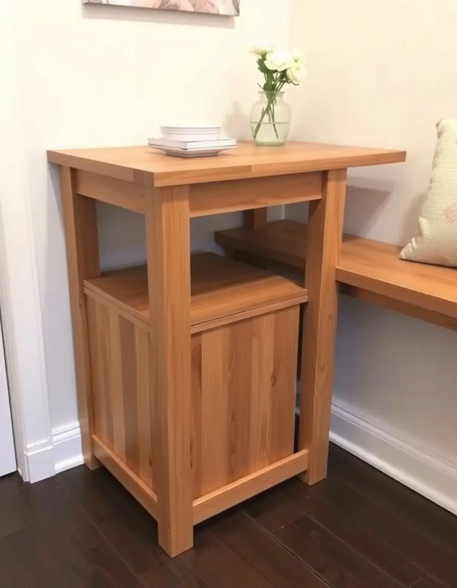 L-Shaped Bench Table Set with Oak Finish