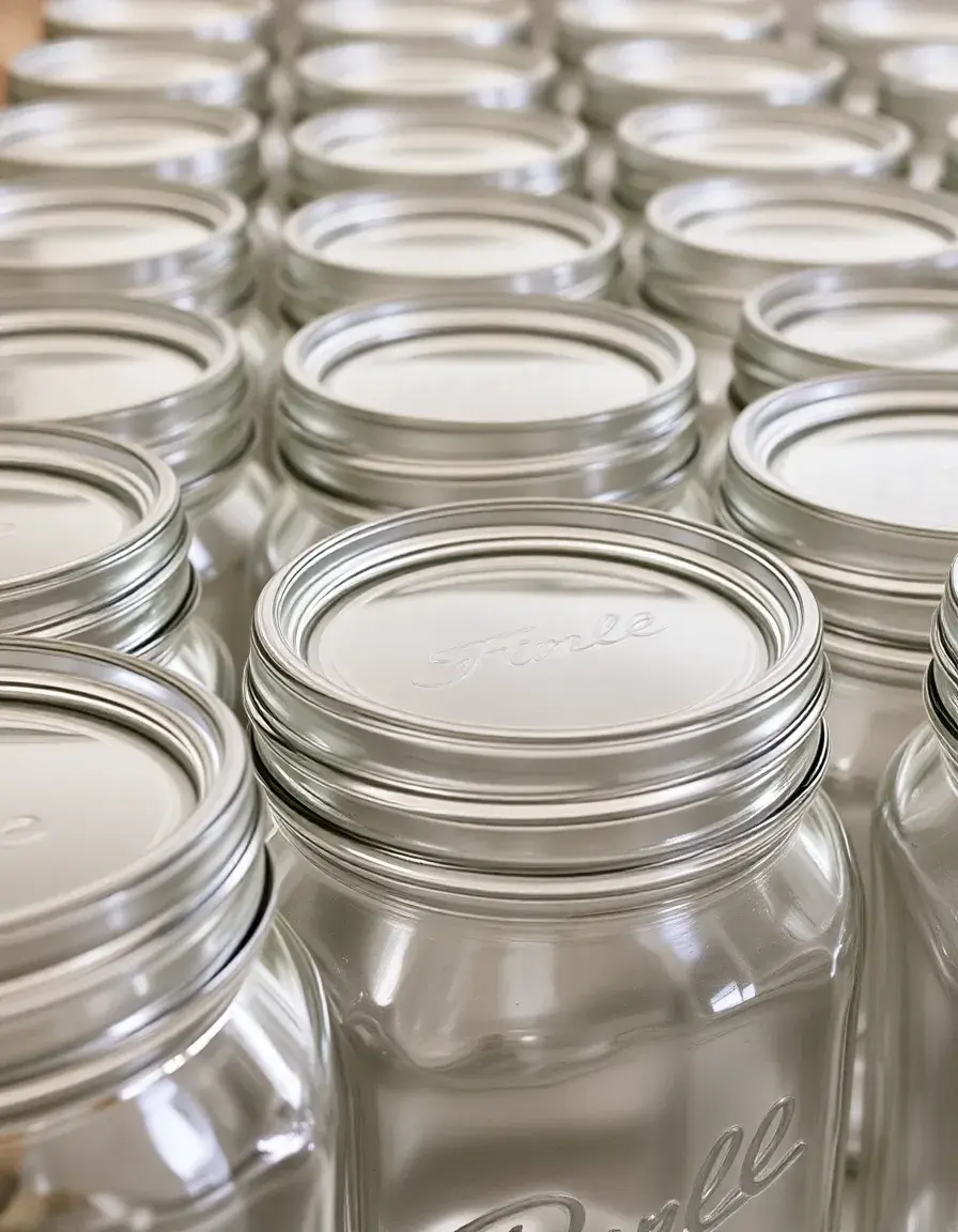 Glass mason jars with lids for storage