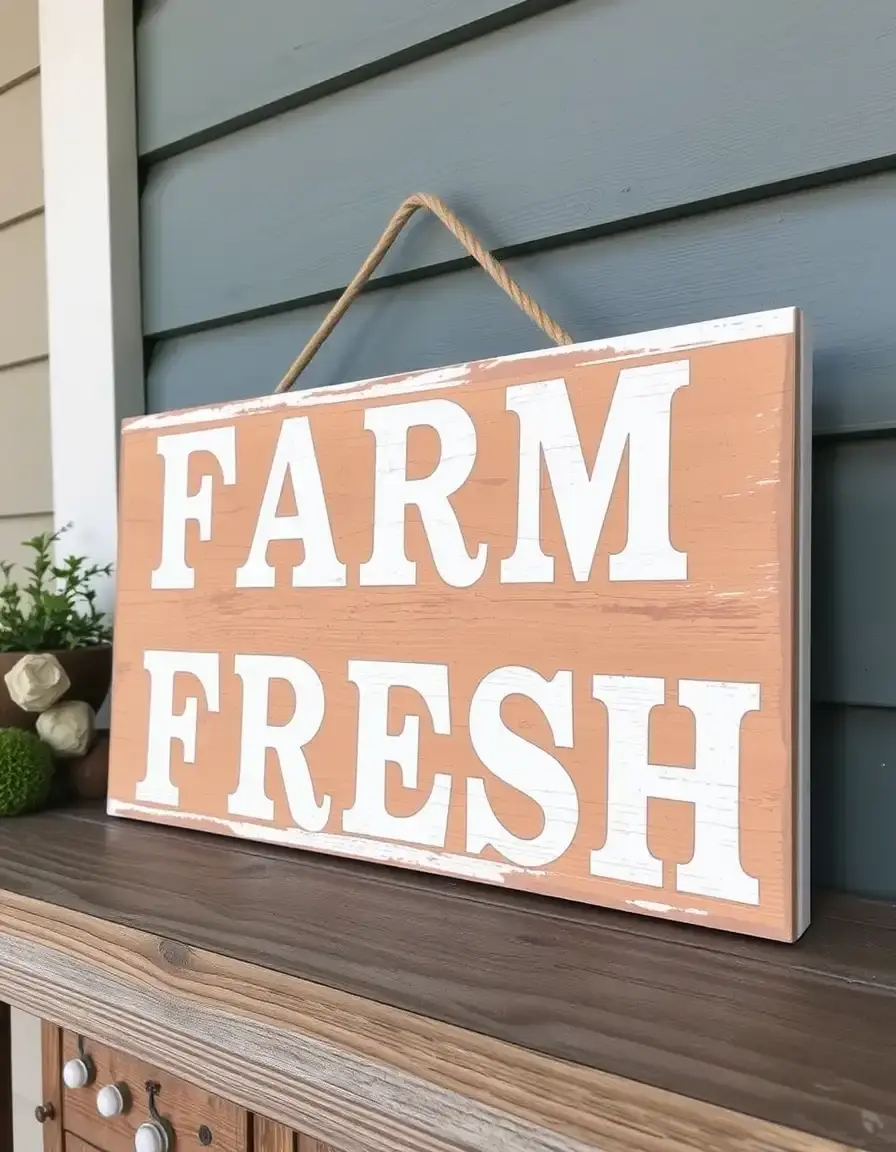 Wooden Farm Fresh sign with distressed paint