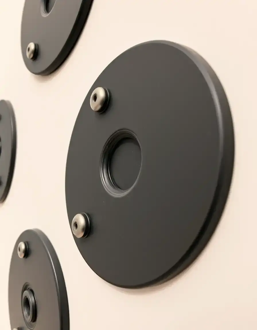 Close-up of wall anchors for kitchen table stability