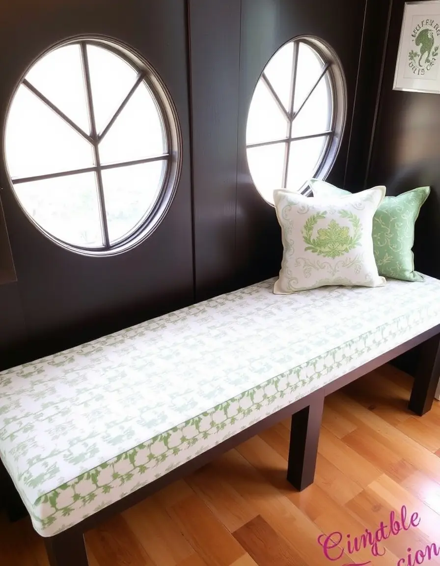 Washable patterned cushion covers for kitchen bench