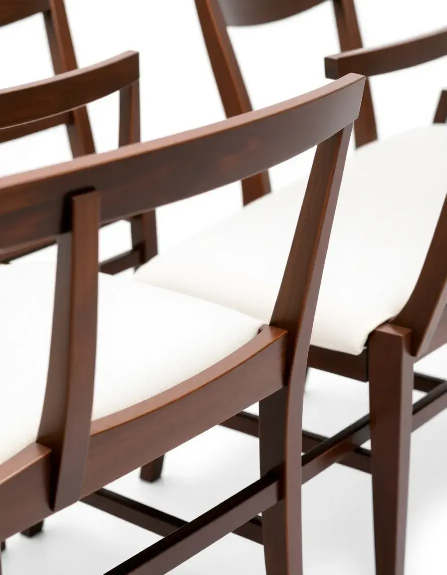 Wooden dining chairs with cushioned seats in espresso finish