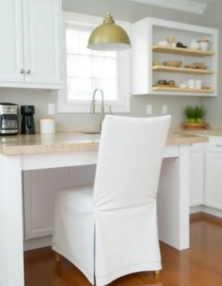 Stretchy white slipcovers for kitchen chairs