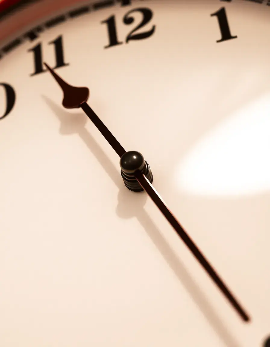 Vintage style red kitchen clock with a swinging pendulum
