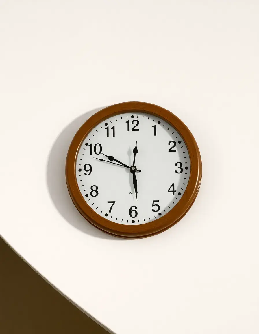 Quiet ticking kitchen wall clock with a warm wooden frame