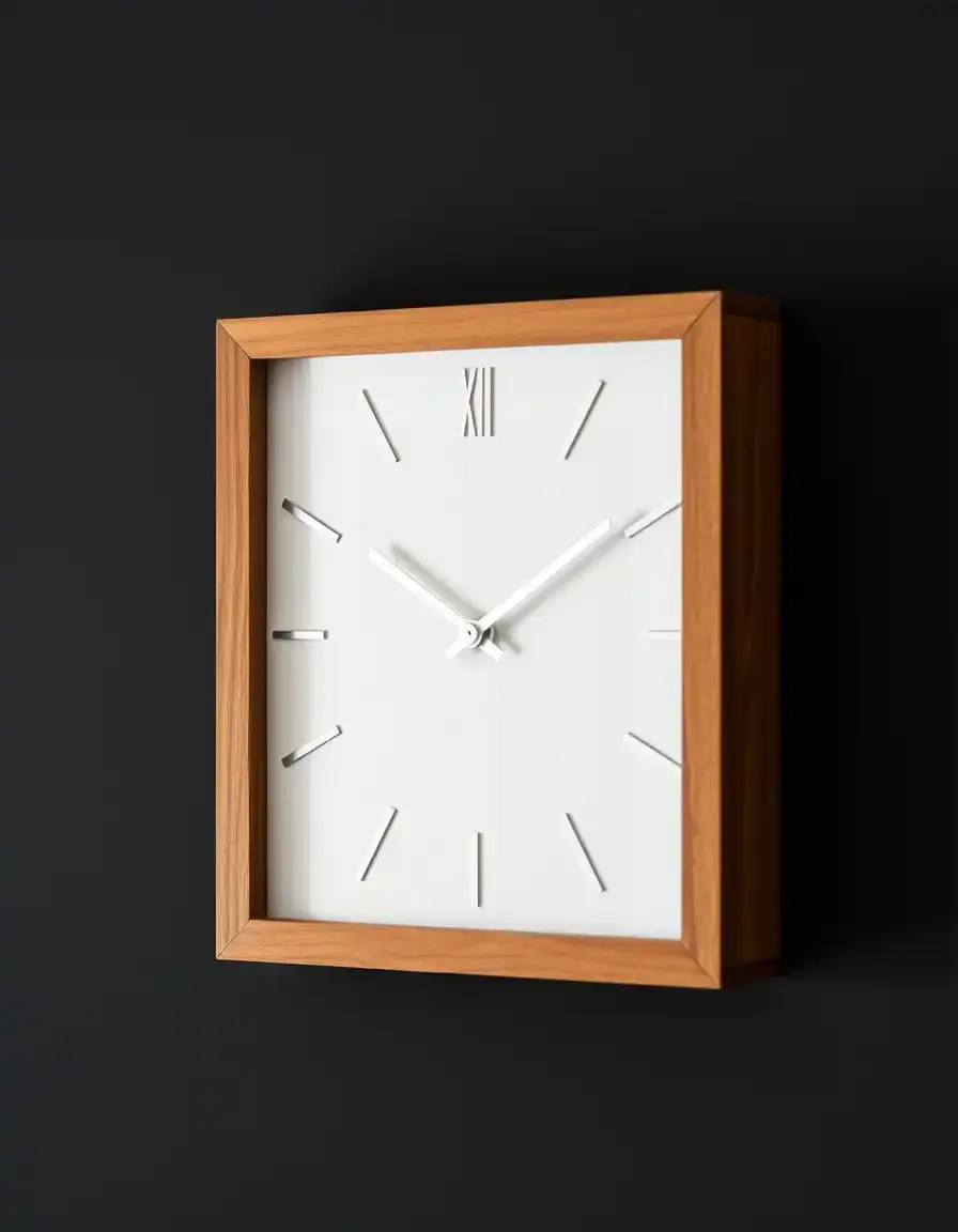 Square Minimalist Wooden Frame Clock