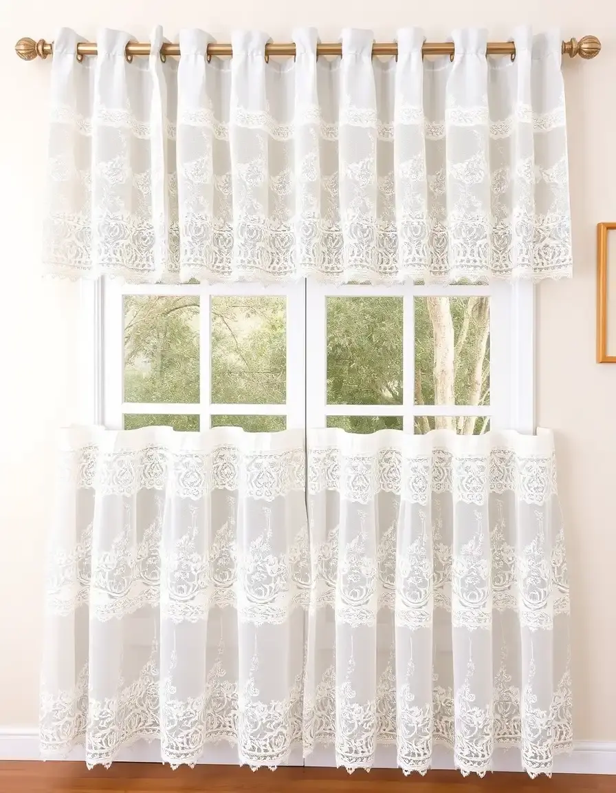 Cafe Curtain Set with white lace