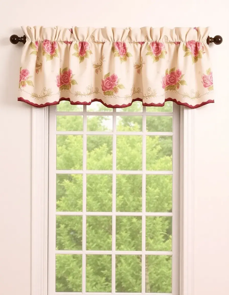 Floral Valance Kitchen Curtain