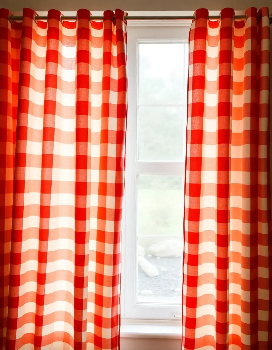 Checkered red kitchen curtains
