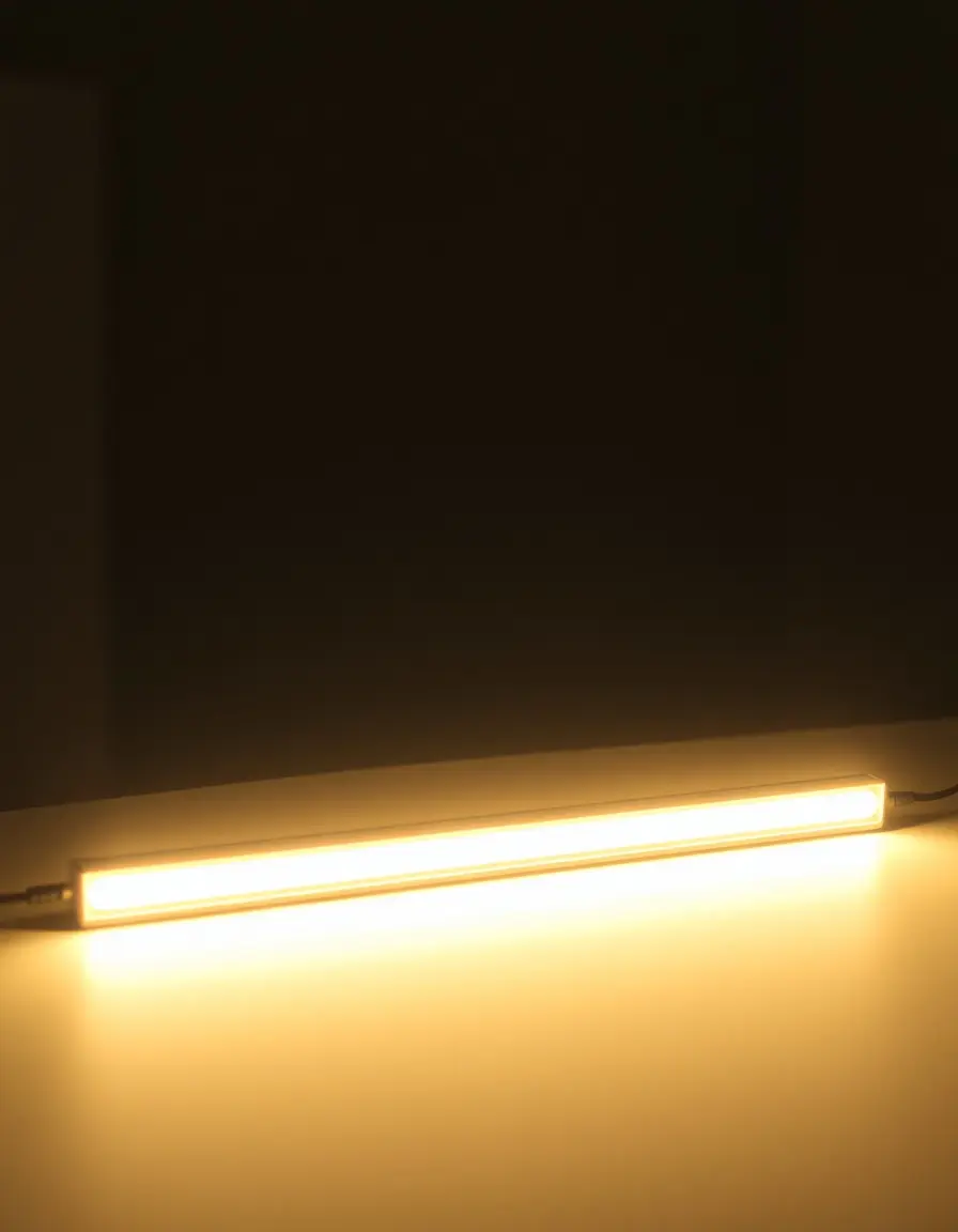 Slim LED Under Cabinet Light Bar installed under a shelf
