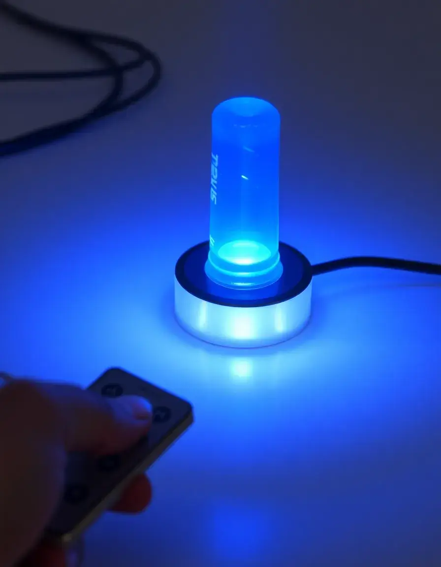 Set of battery operated puck lights with remote