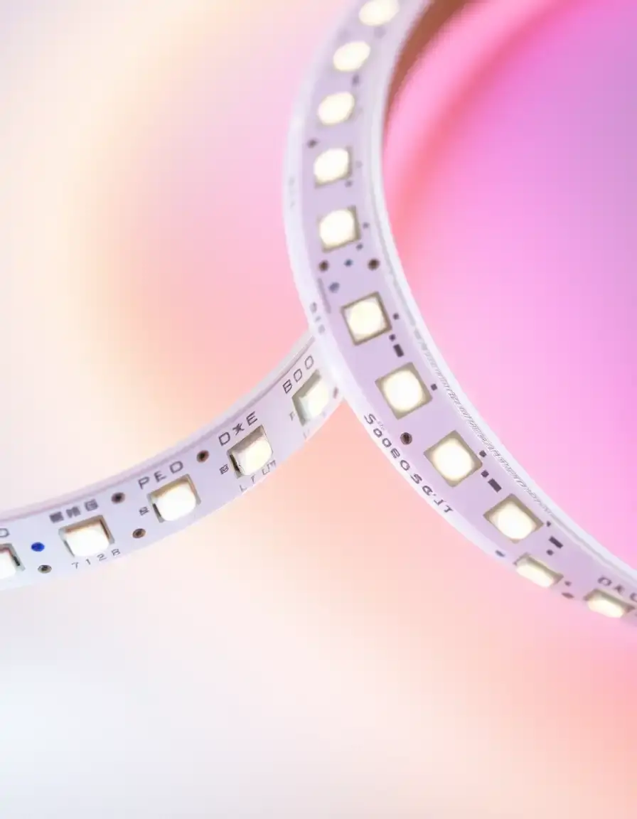 Flexible LED tape light roll being unrolled