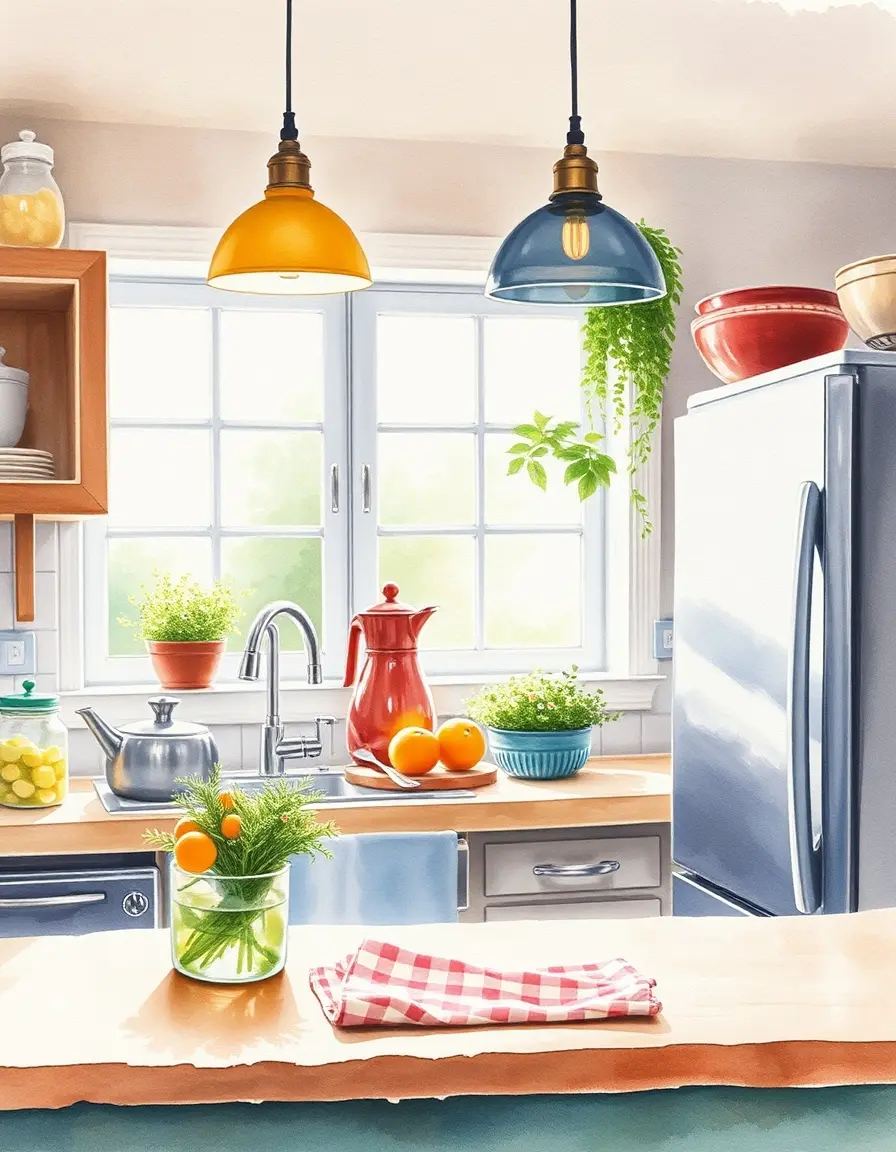Watercolor Kitchen Scene Print