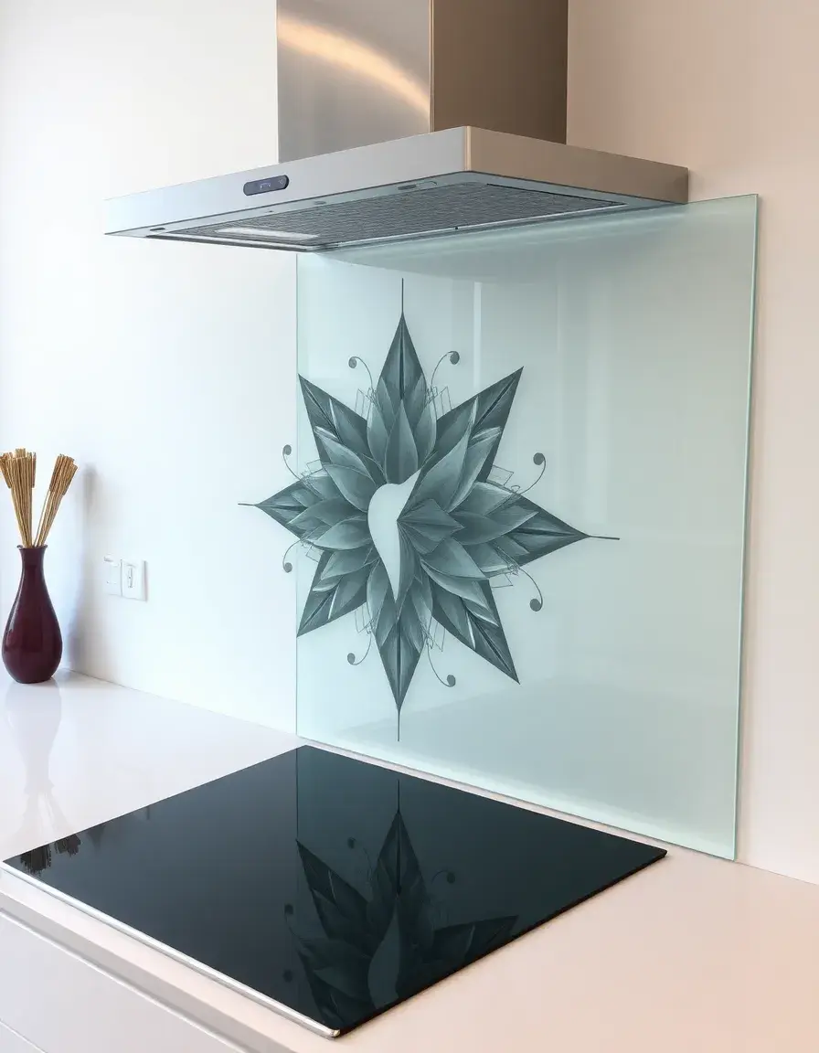 Glass Splashback Panel with high-resolution printed design