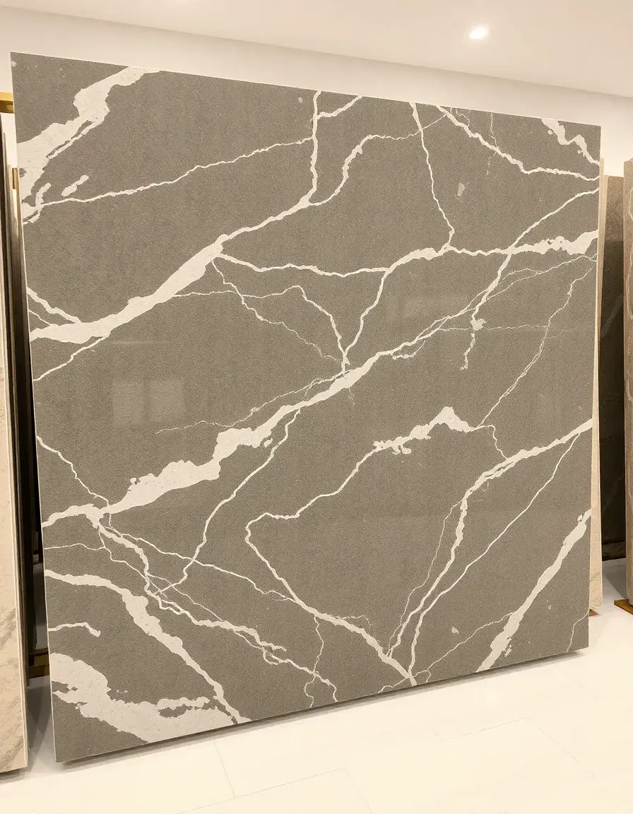 Natural Stone Slab Splashback with marble look