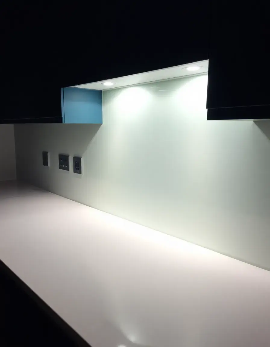 LED Lit Glass Splashback with ambient glow