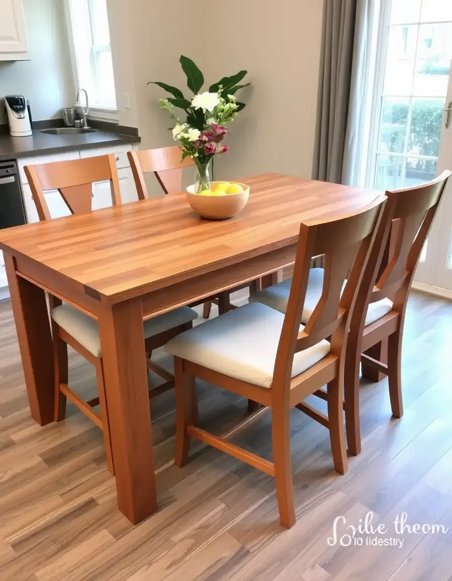 Wooden Kitchen Chair Set of 4 around a dining table