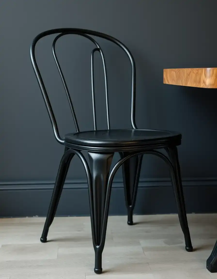 Industrial Metal Frame Kitchen Chairs black powder coat