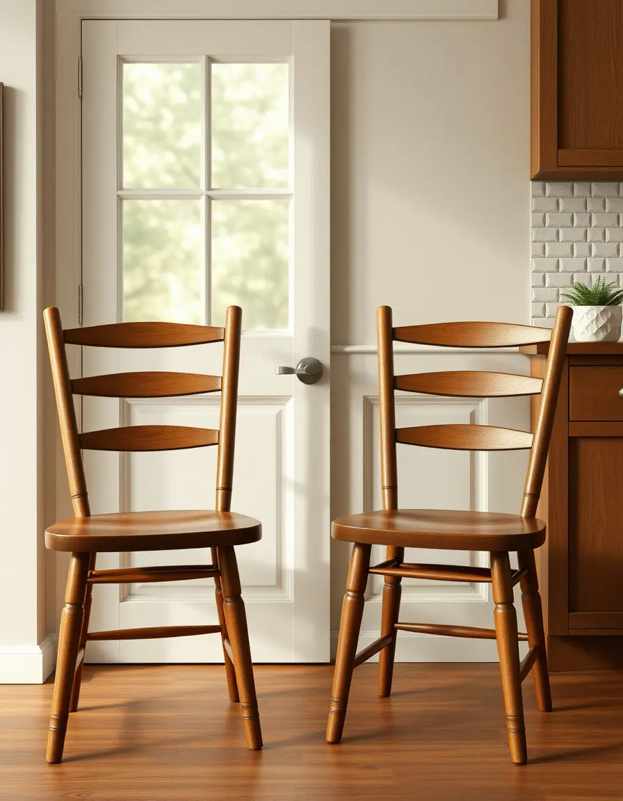 Classic ladder back kitchen chairs wood farmhouse design
