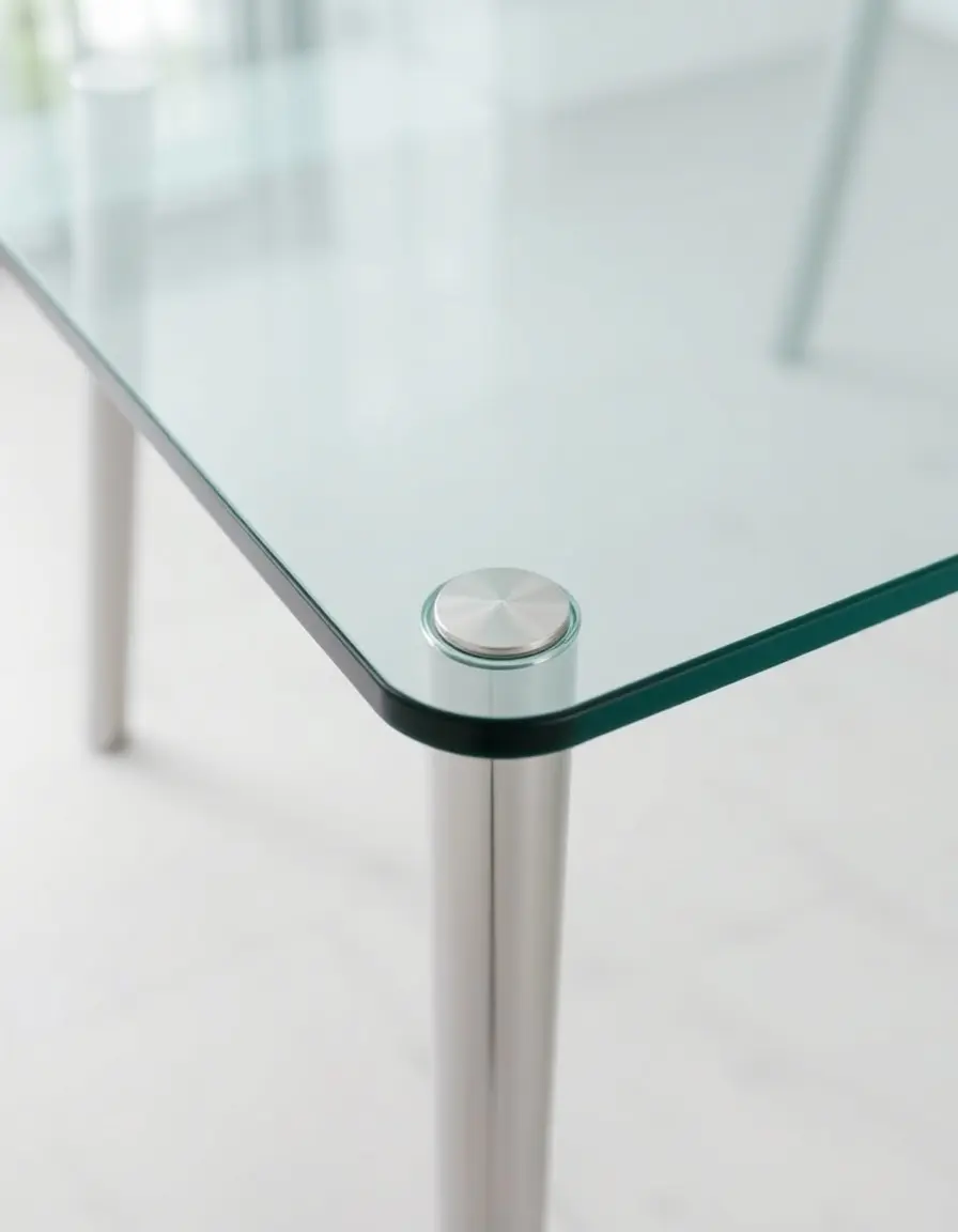 Glass Top Kitchen Table with metal legs