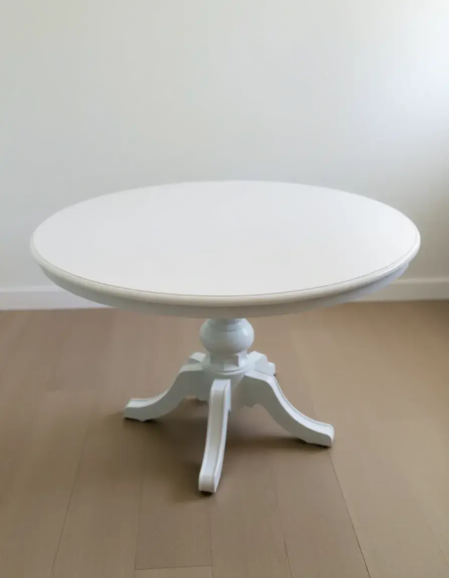 White Round Pedestal Table in a modern kitchen