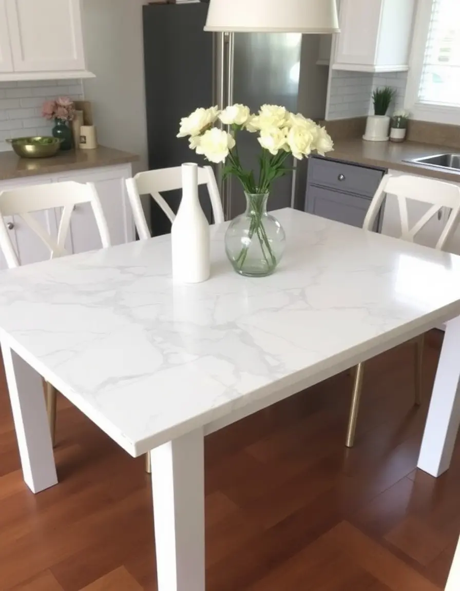 Faux Marble Kitchen Table with modern legs