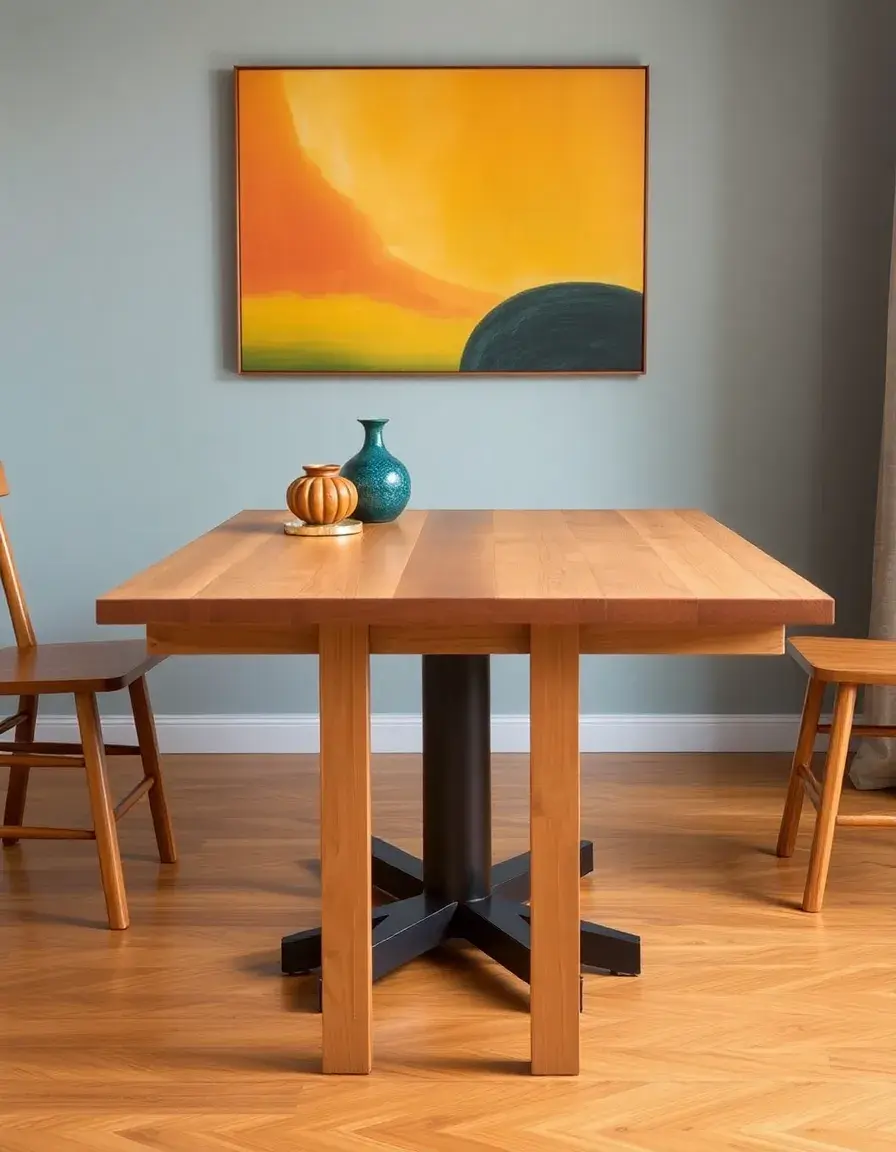 Solid wood rectangular dining table in a natural finish